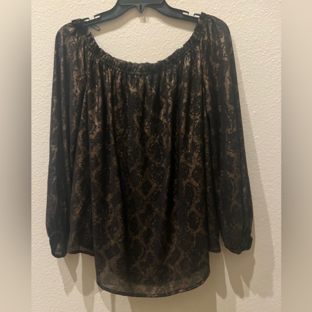 Rock & Republic Metallic Garden On or Off Shoulder Blouse, Large